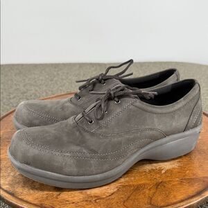 Worx Shoes Wm 8.5M Gray Leather Lace Up Safety Toe Work Oxford Sneaker